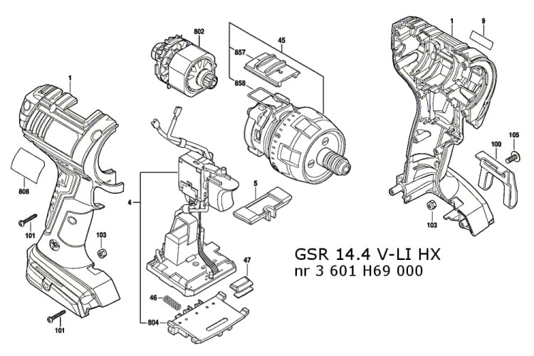 Części zamienne wkrętarki Bosch GSR 14,4 V-LI HX