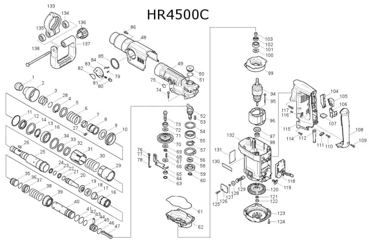 Części zamienne młota udarowego Makita HR4500C