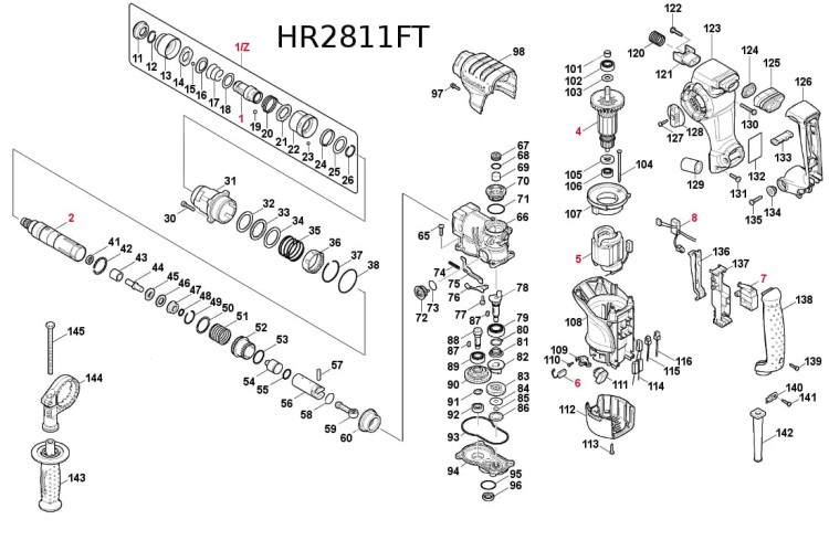 Części zamienne młota udarowego Makita HR2811FT