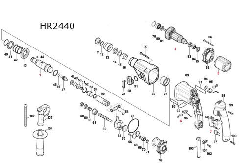 Części zamienne do młotowiertarki Makita HR2440