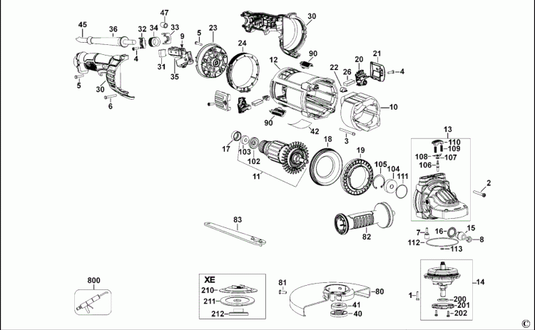 Wyłącznik poz. 35 szlifierki kątowej DeWalt DWE4557, DWE4559
