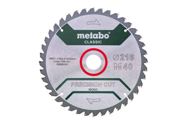 Piła tarczowa Metabo do drewna 216 mm 40 zębów