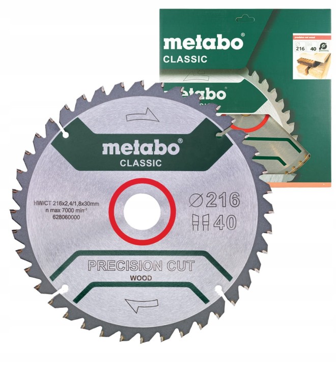 Piła tarczowa Metabo do drewna 216 mm 40 zębów