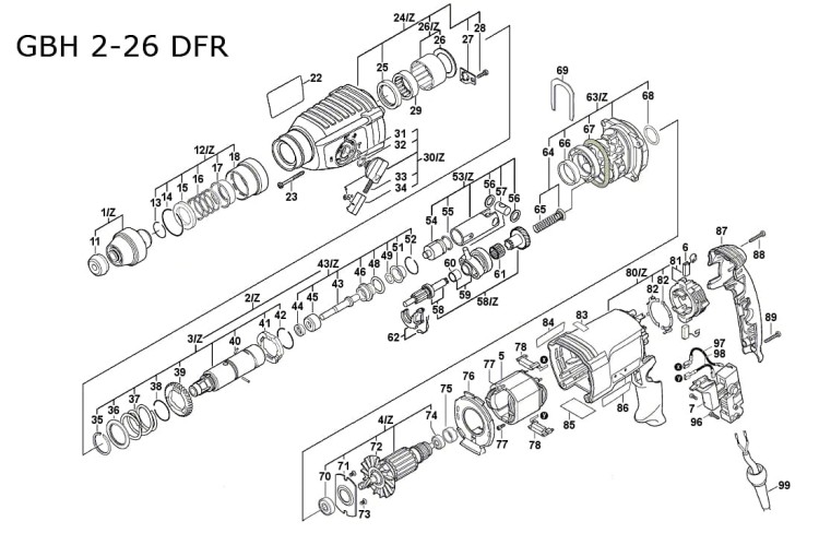 Części zamienne młotowiertarki Bosch GBH 2-26 DFR