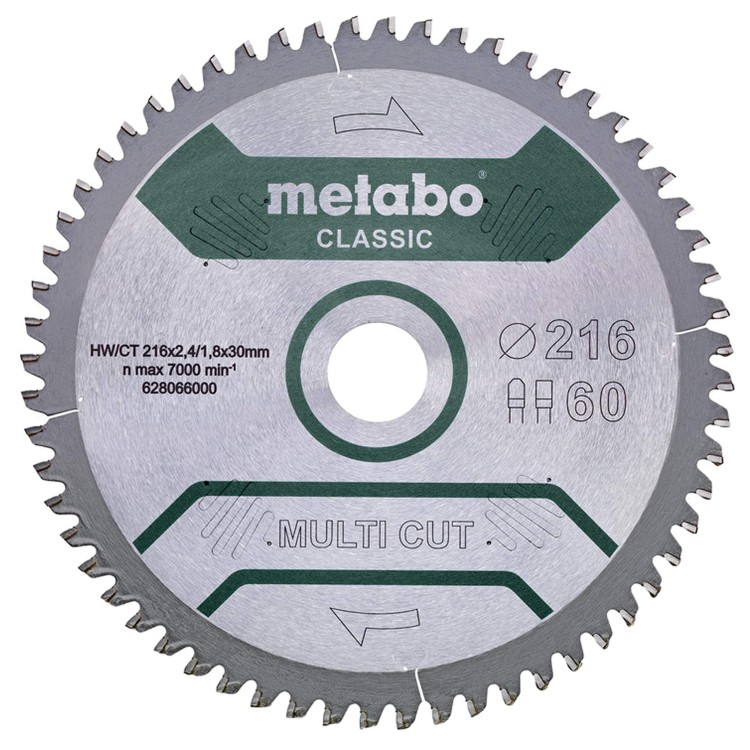 Piła tarczowa Metabo 216X30 Z60 MULTI CUT classic
