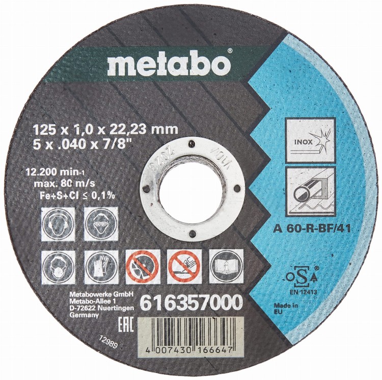 Tarcza tnąca Metabo 125X1,0X22,23 INOX, TF 41 (10 sztuk)