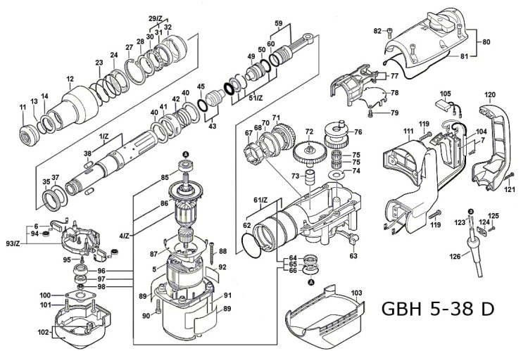 Części zamienne młota udarowego Bosch GBH 5-40 DE