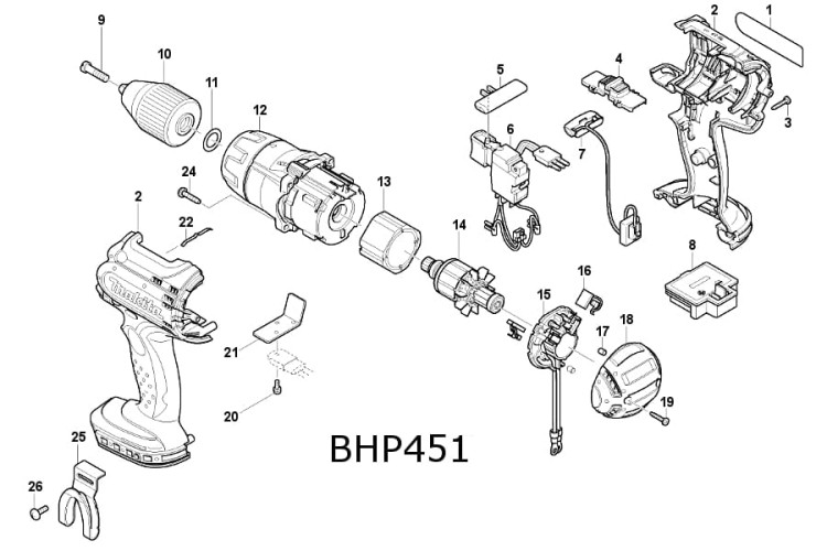 Części zamienne wkrętarki Makita BDF451