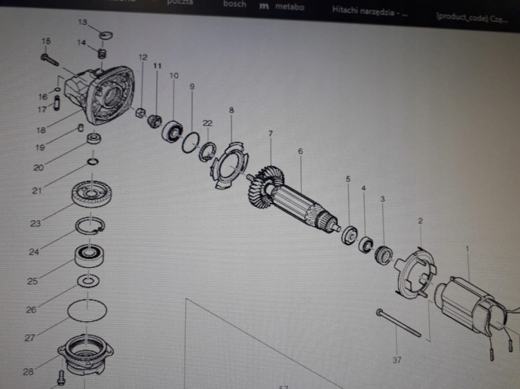210194-5 Łożysko kulkowe 629LUV szlifierki kątowej Makita GA5030. GA4530