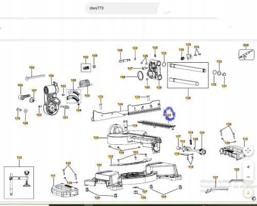 N380813 Wkładka stołu ukośnicy DeWalt DCS365. DWS773. DWS774