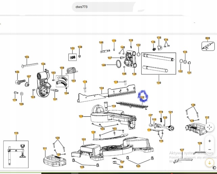 N380813 Wkładka stołu ukośnicy DeWalt DCS365. DWS773. DWS774