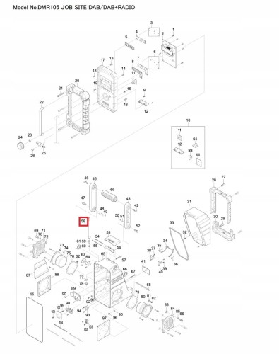 SE00000284 Antena zewnętrzna akumulatorowego odbiornika radiowego Makita DMR105. DMR110