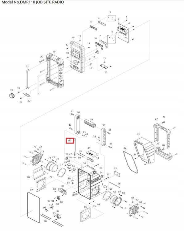 SE00000284 Antena zewnętrzna akumulatorowego odbiornika radiowego Makita DMR105. DMR110