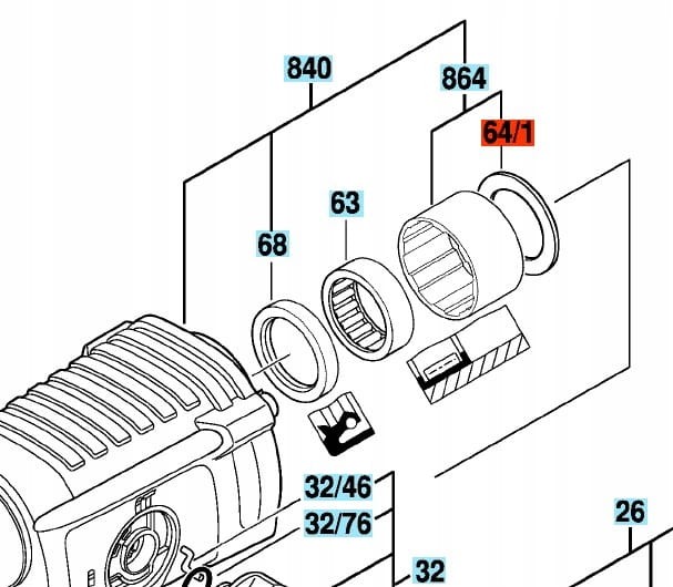 1610190060 Tarcza oporowa młota Bosch GBH 2-24 D. GBH 36 V-LI. GBH 2-26 E. GBH 2-26 RE. GBH 2-26 DE