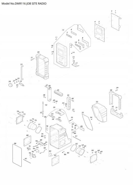 SE00000464 Układ scalony płytka Pcb-p Dc Jack Assy 07p Wa1 radia budowlanego Makita DMR107. DMR116