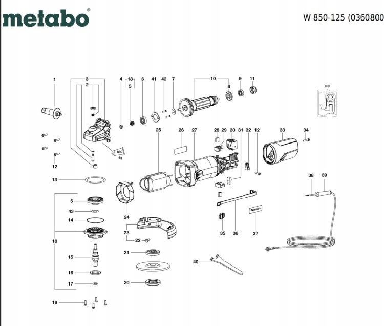 143116270 Łożysko kulkowe 8x22x7 szlifierki kątowej Metabo W 850-125. WEV 850-125