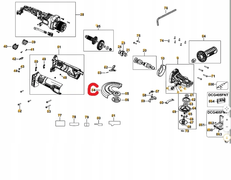NA355694 Osłona tarczy szlifierki DeWalt DCG405F. DWE4157F