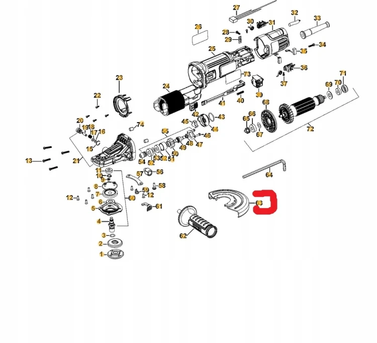 NA355694 Osłona tarczy szlifierki DeWalt DCG405F. DWE4157F