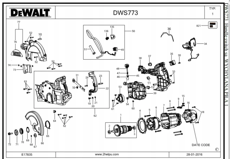 N381932 Przedłużenie blatu ukośnicy DeWalt DWS773. DWS774
