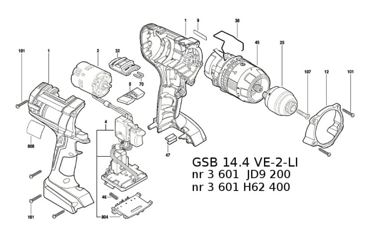 Części zamienne wkrętarki Bosch GSB 14,4 VE-2-LI
