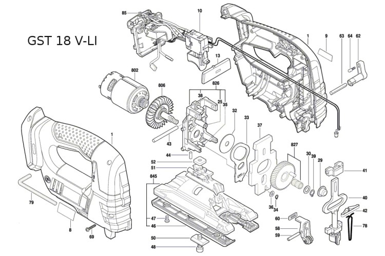 2607022831 Części zamienne wyrzynarki Bosch GST 18 V-LI B . GST 18 V-LI S