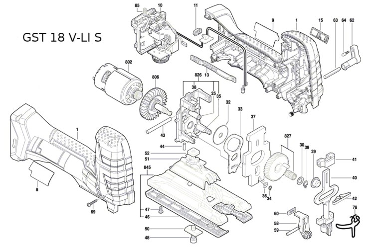 2607022831 Części zamienne wyrzynarki Bosch GST 18 V-LI B . GST 18 V-LI S