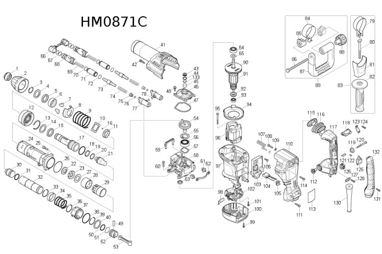 Części zamienne młota udarowego Makita HM0870C