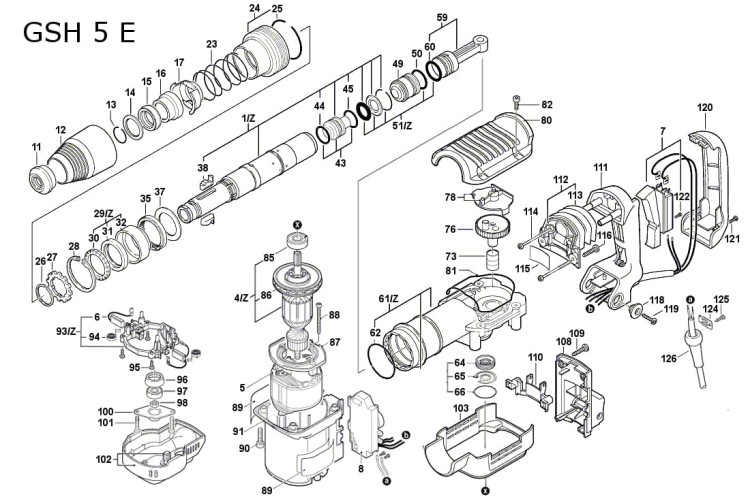 Części zamienne młota udarowego Bosch GSH 5 E