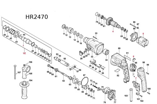 Części zamienne młotowiertarki Makta HR2470