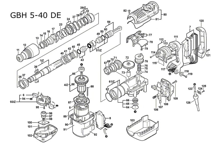 Części zamienne młota udarowego Bosch GBH 5-40 DE