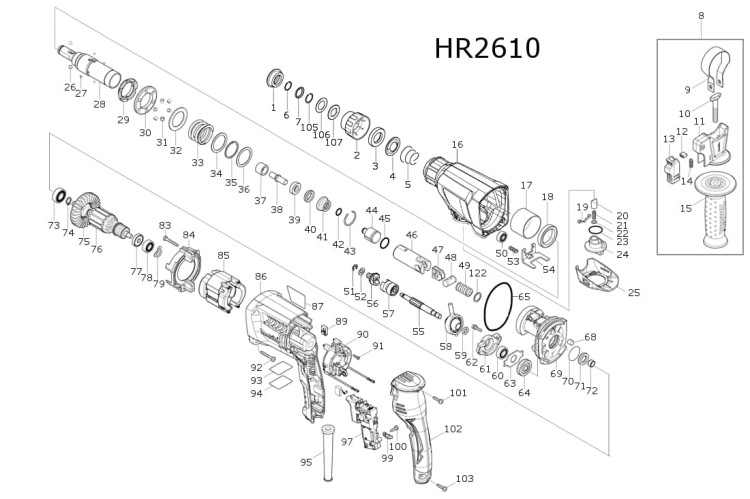 Części zamienne młotowiertarki Makita HR2610