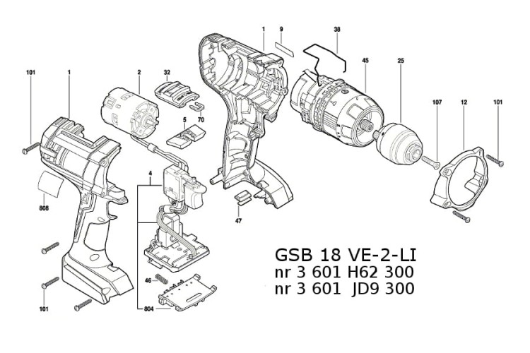 Części zamienne do wkrętarki akumulatorowej Bosch GSB 18 VE-2-LI
