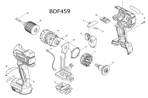 126188-9 Części zamienne wkrętarki Makita BDF459