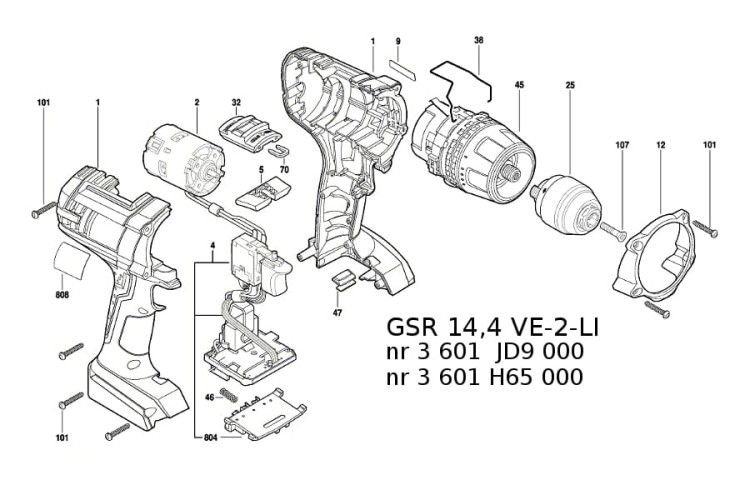 Części zamienne wkrętarki Bosch GSR 14,4 VE-2-LI