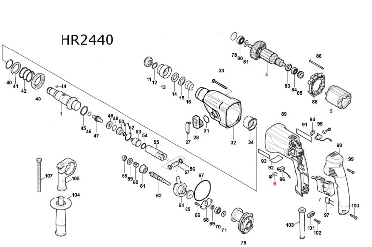 Części zamienne młotowiertarki Makita HR2440