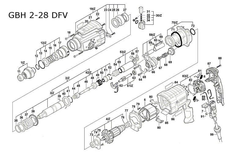Części zamienne młotowiertarki Bosch GBH 2-28 DFV
