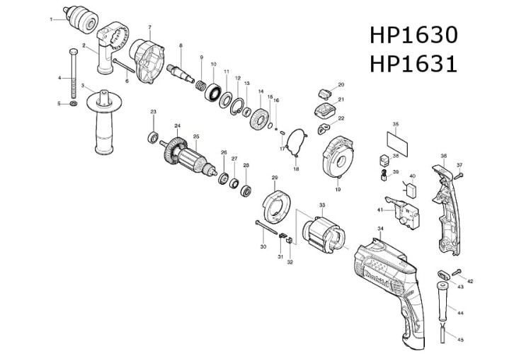 Części zamienne wiertarki Makita HP1630 , HP1631