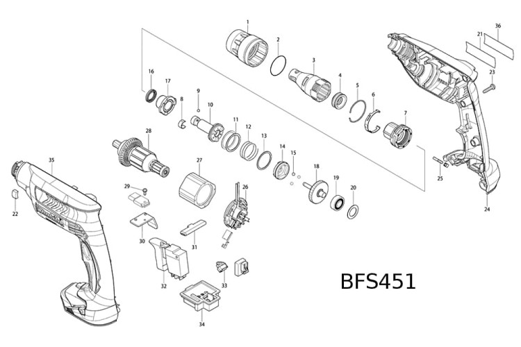 Części zamienne wkrętarki Makita BFS451
