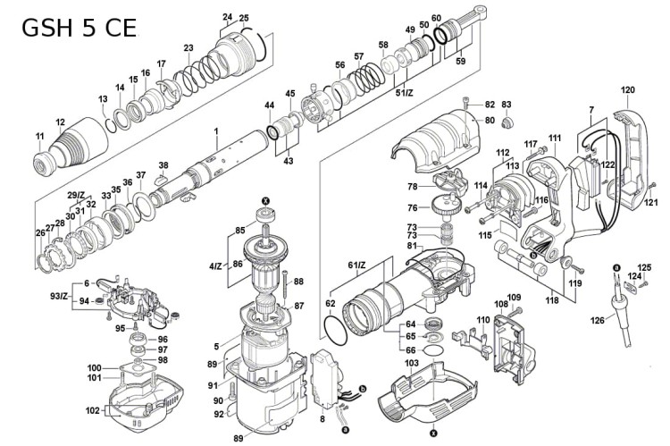 Części zamienne młota udarowego Bosch GSH 5 CE