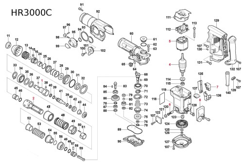 Części zamienne młota udarowego Makita HR3000C
