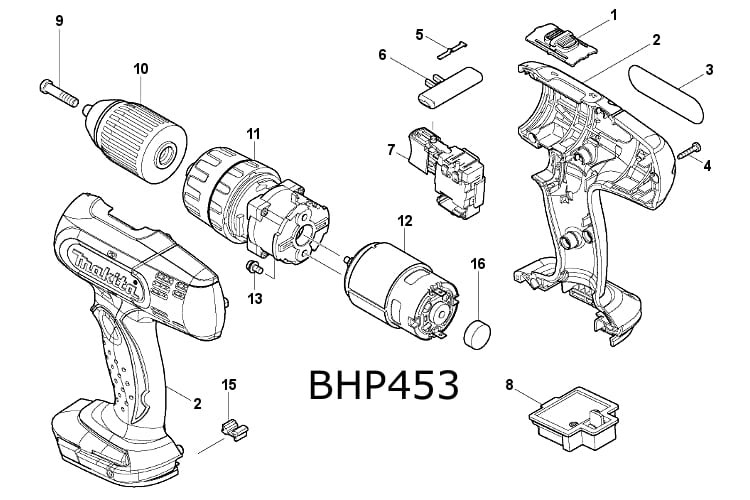 Części zamienne do wkrętarki Makita BHP453
