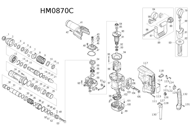 Części zamienne młota udarowego Makita HM0870C