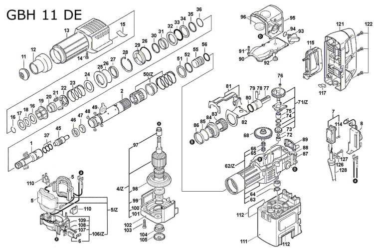 Części zamienne do młota udarowego GBH 11 DE